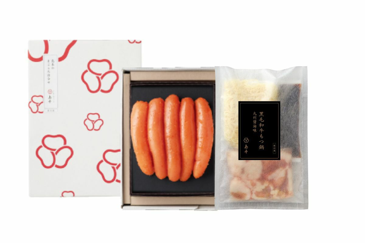 噴火湾 辛子明太子・黒毛和牛もつ鍋九州醤油味詰合せ